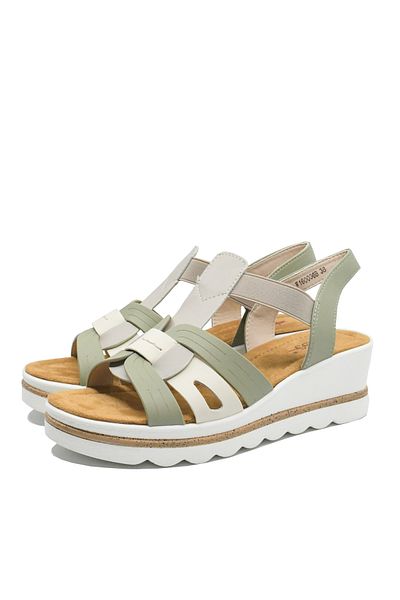 PASS Collection Women's Pass Collection Wedge Sandals, Grey, Leather