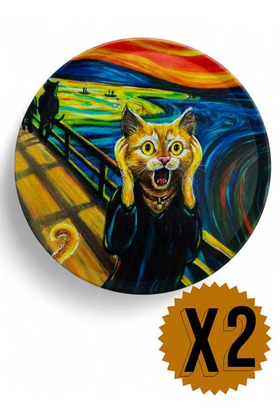 GALATA GIFT Coasters, Round Coasters, 2 Pieces Cat Coffee Coasters-Cat Coasters 9cm