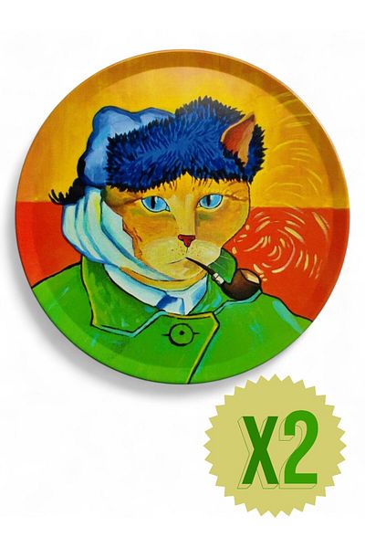 GALATA GIFT Coasters, Round Coasters, 2 Pieces Cat Coffee Coasters-Cat Coasters 9cm