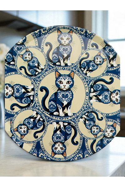 GALATA GIFT Coasters, Round Coasters, 2 Pieces Cat Coffee Coasters-Cat Coasters 9cm