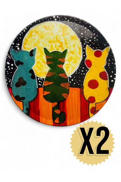 GALATA GIFT Coasters, Round Coasters, 2 Pieces Cat Coffee Coasters-Cat Coasters 9cm