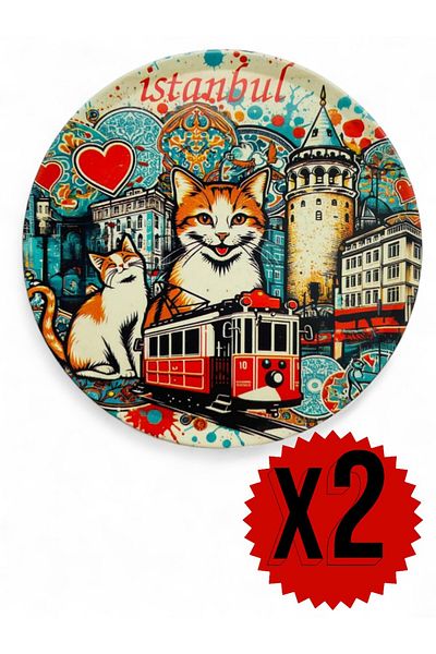 GALATA GIFT Coasters, Round Coasters, 2 Pieces Cat Coffee Coasters-Cat Coasters 9cm