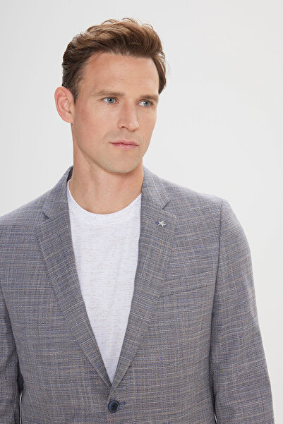 AC&Co / Altınyıldız Classics Чоловічий темно-синій піджак з однобортним коміром в стилі casual блейзер з комфортним облягаючим кроєм