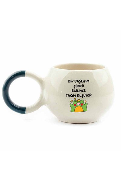 PALTO TASARIM My Crown Falls When I Bend Handmade Cream Shiny Bubble Cup - Gift Ceramic Cup