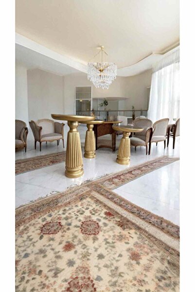 Simillo Home&Living Altın Varak Renk 3'lü Ahşap Mantar Sehpa Seti – Yan Sehpa...