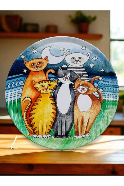 GALATA GIFT Coasters, Round Coasters, 2 Pieces Cat Coffee Coasters-Cat Coasters 9cm