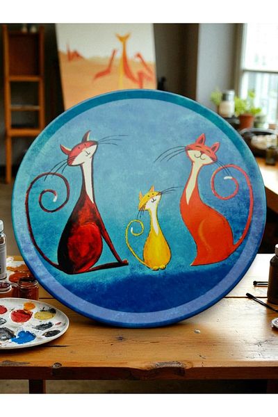 GALATA GIFT Coasters, Round Coasters, 2 Pieces Cat Coffee Coasters-Cat Coasters 9cm