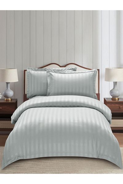 Donetella Comforter Set Single Size, 5-Pcs, 170x230 cm, Striped Bedding Set, All Season, Microfiber