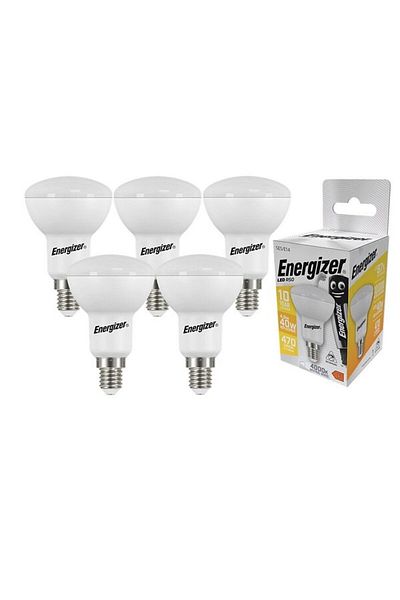Energizer Set 5 becuri LED Energizer, R50, E14, 4.9W, 470 lumeni, 4000K, lumină neutră, clasa energetică F