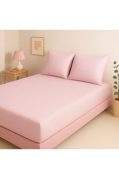 Skyrose Premium Striped Satin Bed Sheet in 2 Different Sizes (Double, Battal Size)