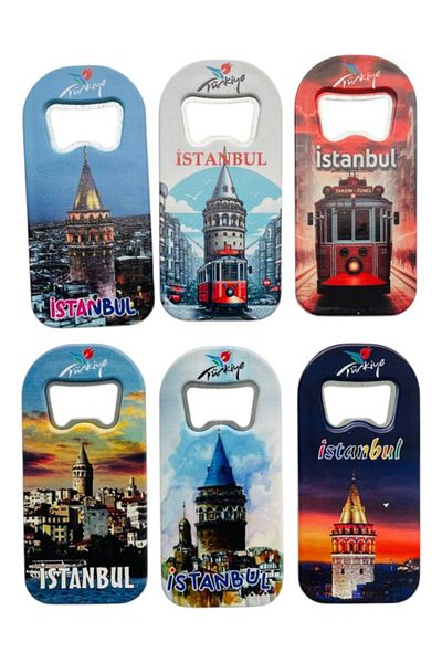 GALATA GIFT Bottle Opener, Opener Magnet (6) Pieces Istanbul Themed Refrigerator Magnet, Soda Soda Pop Opener 9cm