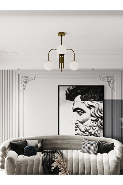 avizade ZYRA Eskitme Metal 4'lü Beyaz Cam Küre Kıvrık Model Avize - Salon Ve ...