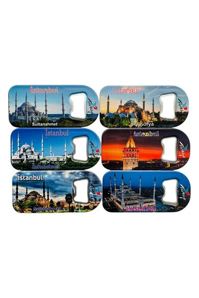 GALATA GIFT Bottle Opener, Opener Magnet (6) Pieces Istanbul Themed Refrigerator Magnet, Soda Soda Pop Opener 9cm