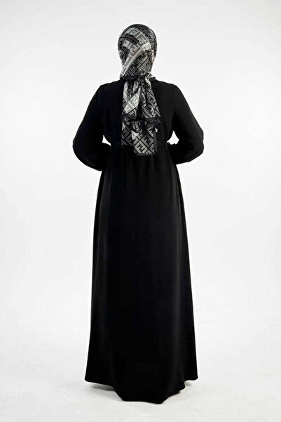 Bym Fashion Birit Detailed Buttoned Ferace 6043 Black