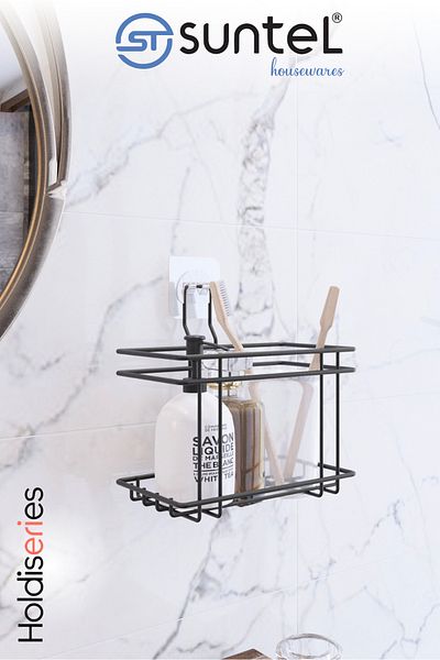 SUNTEL BANYO MUTFAK AKSESUARLARI Adhesive Bathroom and Kitchen Shelf – Multi-Purpose Wall Organizer