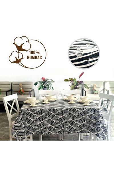 Ralex Tablecloth Stain-Resistant 100% Cotton Diameter 160 cm, Modern Black