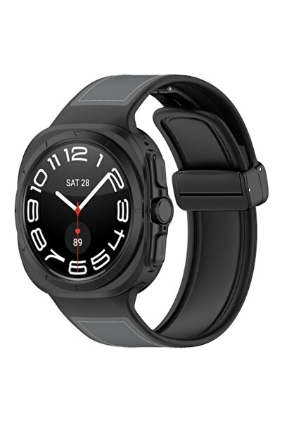 Flo Curea de ceas pentru Samsung Galaxy Watch Ultra 47mm, F49, silicon, gri t...