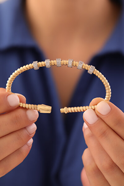 YAVUZ KUYUMCULUK 14 Ayar Altın İkonik Esnek Silindir Bileklik