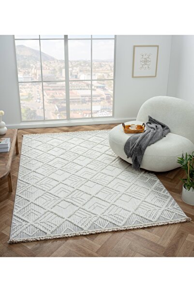 Moqa A Different Carpet Moqa Halı Avanos 1504 Gri Şık ve Modern Loop Dokuma Halı