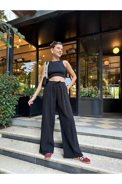 MODA Muslin Trousers with Elastic Waist