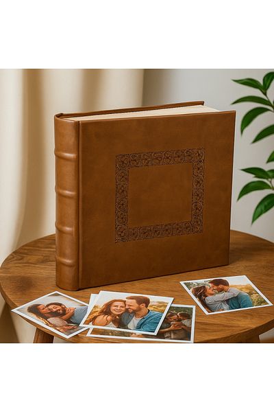PROCART Album foto 10 x 15 cm, capacitate 200 fotografii, copertă decorativă, piele, maro deschis