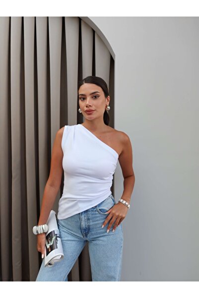 ESRAHELVACI Bluză asimetrică cu un singur umăr