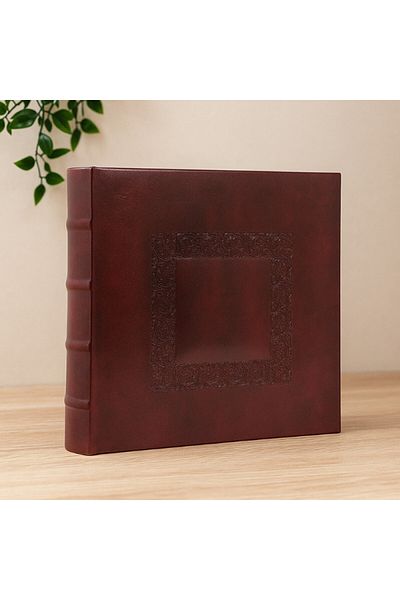 PROCART Album foto 10 x 15 cm, copertă decorativă, capacitate 200 fotografii, copertă din piele, maro închis