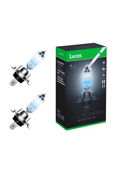 LUCAS Set 2 becuri halogene auto H7 Light Booster 180% Black Edition