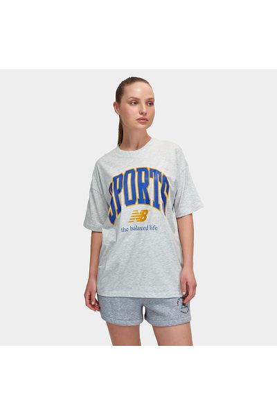 New Balance Lifestyle Women's Gray T-Shirt - Wnt3305-Snw