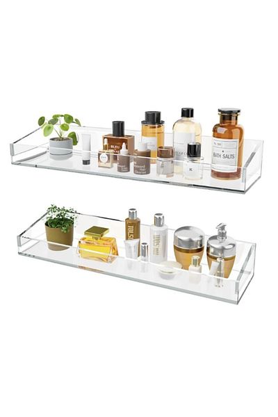 Larimar 2-Pack Stylish and Minimalist Design Clear Wall Shelf