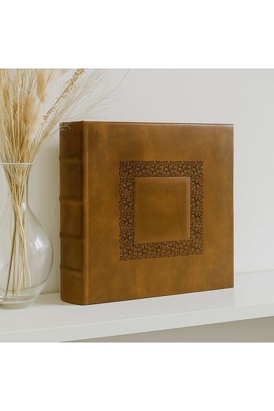 PROCART Album foto 10 x 15 cm, capacitate 200 fotografii, copertă decorativă, piele, maro deschis