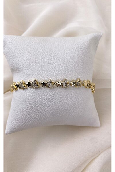 Sacha Accessories Yıldız Figürlü Zirkon Taşlı Gold Bileklik