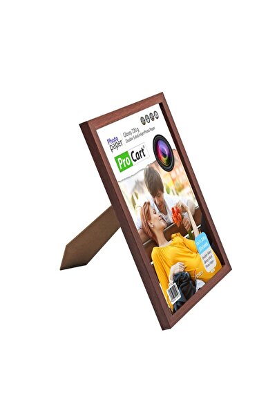 PROCART A4 photo frame, for wall or desk, vintage look, brown wood