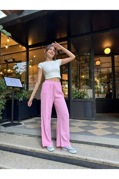 MODA Muslin Trousers with Elastic Waist