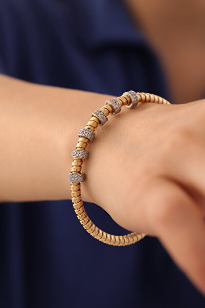 YAVUZ KUYUMCULUK 14 Ayar Altın İkonik Esnek Silindir Bileklik