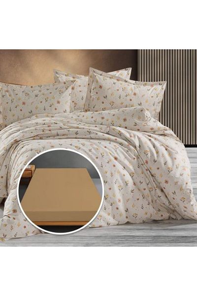Ralex Lenjerie pat Ranforce Bumbac 100% cu husa pentru saltea de 140/160 cm x 200 cm, pilota 200 x 230 cm,
