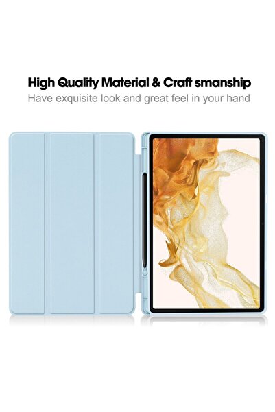 Rao Husă pentru tabletă compatibilă cu Samsung Galaxy Tab S7 Plus/S8 Plus, pliabilă flexibilă, F44, TPU, albastru deschis