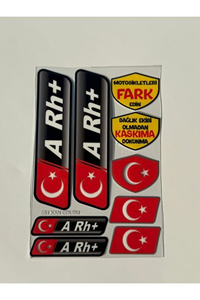 OTO SÜSLEN İSTANBUL Kan Grubu Ve Uyarı Sticer Seti Arh+ Motosiklet ve Araç Uy...