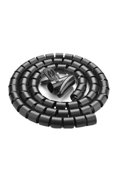 Rao Tub spiralat pentru gestionarea și protecția cablurilor, flexibil, 5m, plastic, negru