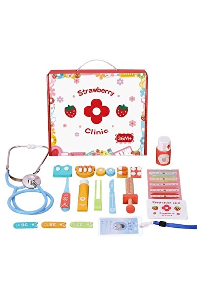 OEM Wooden Montessori Medical Toy Kit, Multicolor, 25 x 21.5 x 8 cm