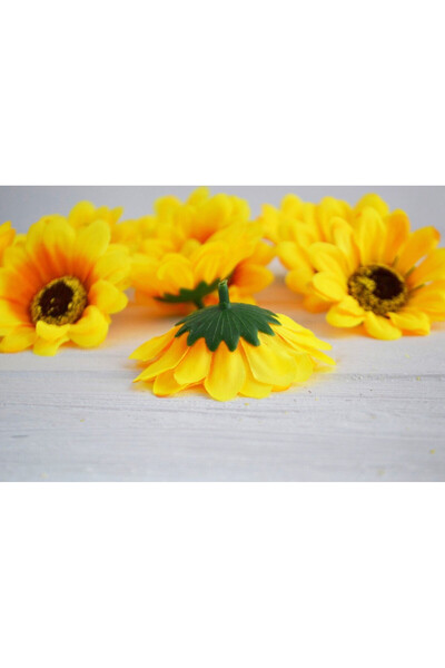 MD Aspiz Flowers 24 Adet Yapay Lüx Ayçiçeği Kafa (6cm)_ Papatya Kafası Yaprak yıldız Çiçek Gül Duvar Ay çiçeği