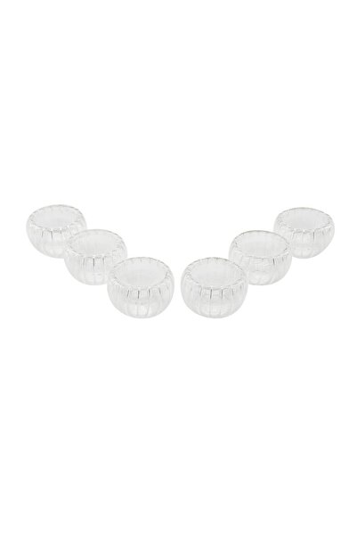 FPGROUP 6 Pcs Striped Glass Double Wall Dinner Bowl - Sauce Bowl 50 ml (5231)