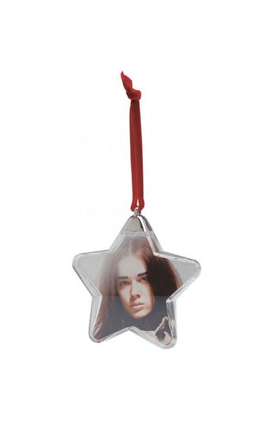Rao Set de 4 globuri stea pentru bradul de Craciun, personalizabile cu poza, din plastic transparent