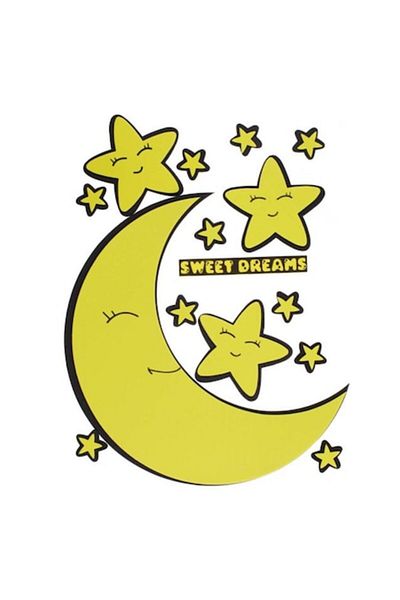 Rao Decoratiune din 15 piese pentru camera copiilor, pentru perete sau mobila, din spuma, model Luna si