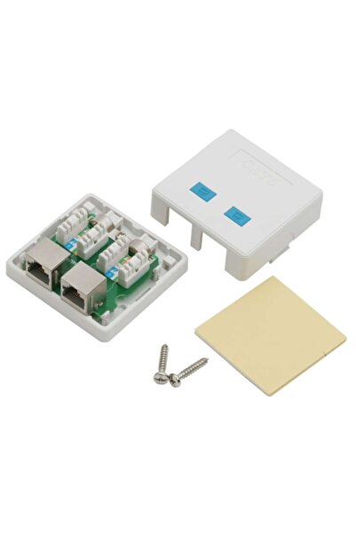 Primlife Soclu Dublu De Perete 8P8C FTP Cat.5, Plastic Alb