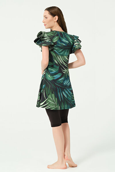 ALFASA Feyora Patterned Half Sleeve Semi Covered Swimsuit Alf25758