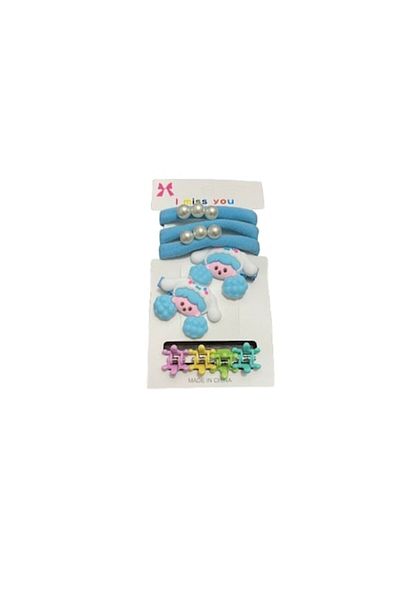 OEMN Set 9 accesorii de păr pentru fete, elastice, cleme și agrafe, albastru