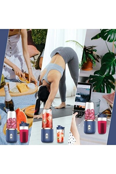 FOXMAG24 Mini blender electric, wireless, cu 6 lame din oțel inoxidabil, portabil, putere 40 W