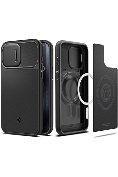 Spigen Carcasă inteligentă pentru iPhone 15 Pro - Optik Mag Armor, Negru intens