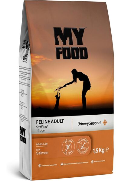 My Food سمك السلمون من ماي فود للقطط البالغة، معقم ومدعم للمسالك البولية، خال...